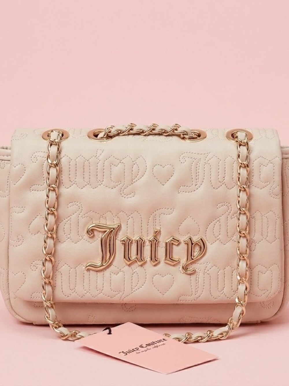 NWT Juicy Couture Gorgeous‎ Gold Chain Cream/Beige Handbag/Crossbody